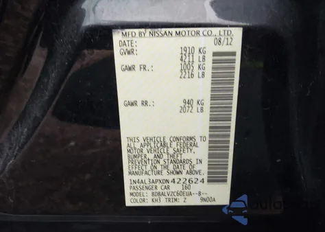 2013 Nissan Altima 2.5 Sl from USA, damaged, VIN 1N4AL3APXDN422624